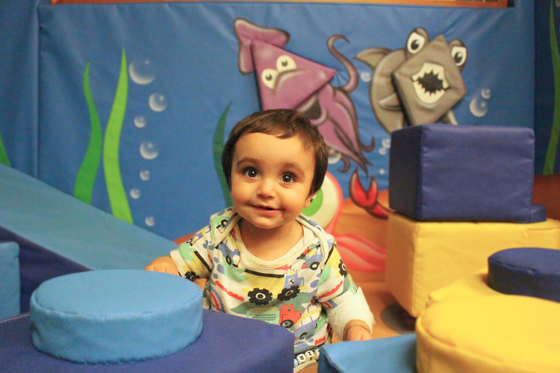 Young patient enjoying the soft play area at Warrington Hospital.