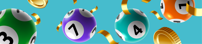 Decorative image with blue background and lottery balls.