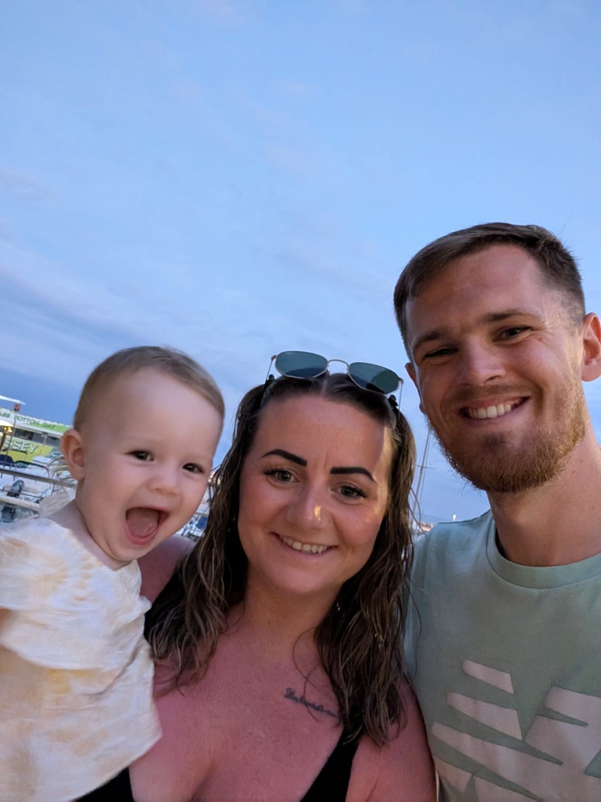 Tom Dore with daughter Taiya and partner Talisa.