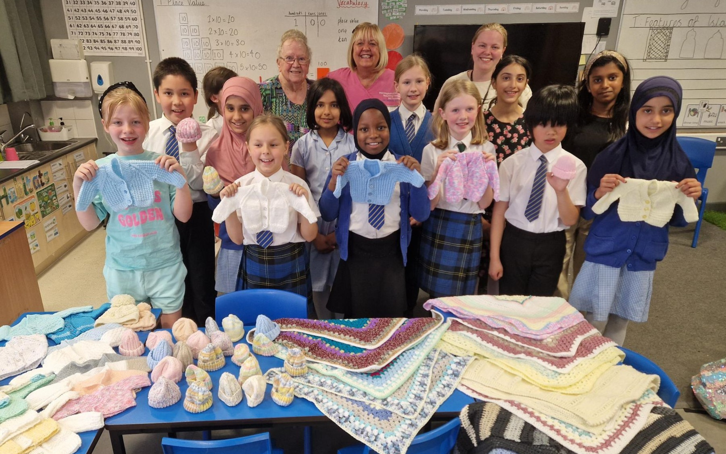 Primary school knitting club keeps newborn babies warm