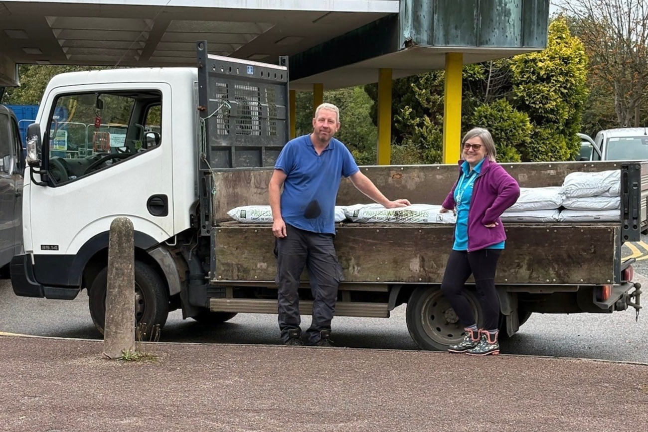 Local business donating supplies for gardens.