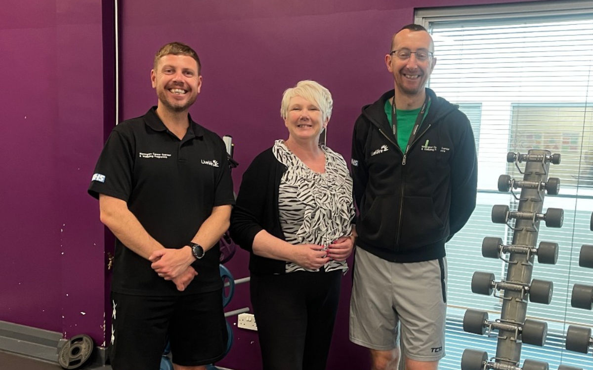 Head of fundraising, Helen Higginson stood with local business partners.